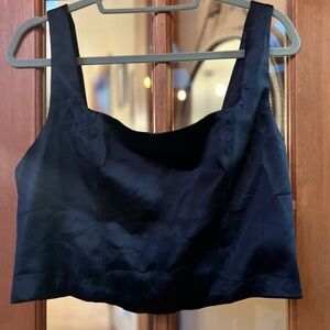 Black Satin Crop Top